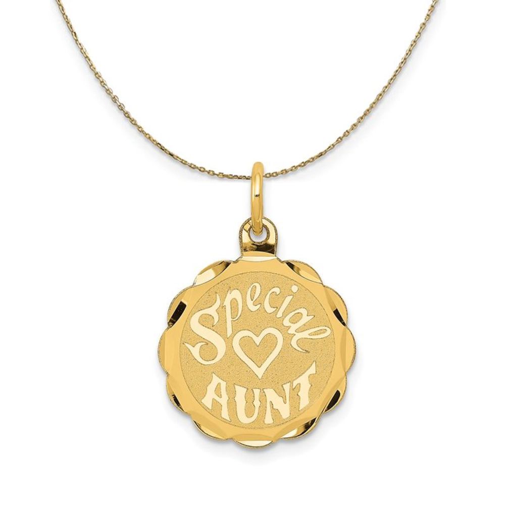 14k Yellow Gold Special Aunt Disc Necklace - 16 Inch